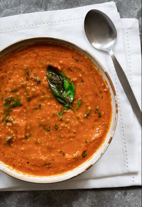 Roasted tomato and quinoa soup